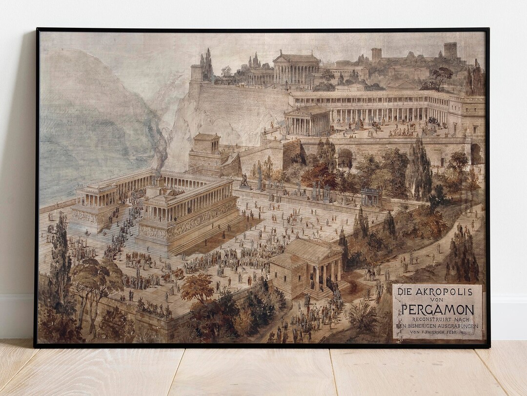 Acropolis of Pergamon Art Print: Vintage Wall Decor - Etsy, image size:1080x811