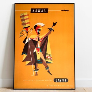 Hawaii Travel Poster| Vintage Travel Print| Hawaii Wall Art Print| Canvas Print Wall Decor| Hanger Framed Print| Poster Print