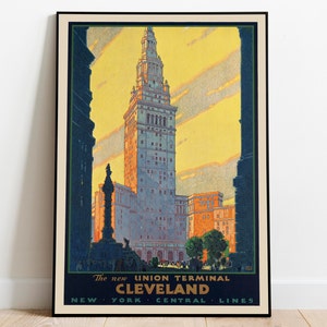 Cleveland Poster Vintage| Framed Art| Cleveland Vintage Travel Poster| Canvas Print Wall Art| Wall Prints| Poster Art| Wall Art Decor