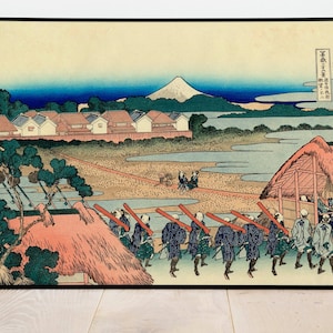 Mount Fuji seen from the Gay Quarter by Hokusai| Japanese Art Print| Framed Wall Print| Vintage Poster| Canvas Art Wall Decor| Poster Print