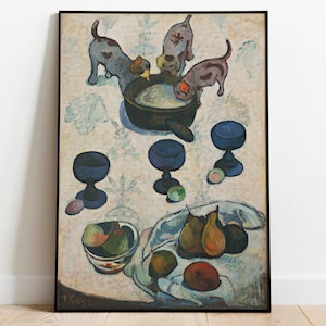 Paul Gauguin Still Life with Three Puppies| Wall Decor Art Poster| Framed Art Print| Art Canvas| Wall Art Print| Poster Print