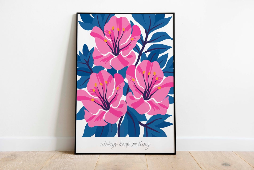 Watercolor Floral Art Print: Pink Flowers, Botanical Wall Decor - Etsy