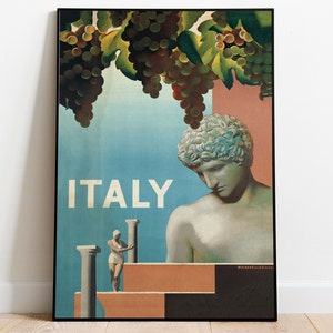 Italy Poster Art| Italy Vintage Travel Poster| Framed Art Print| Wall Art Canvas Print| Poster Print| Wall Art Decor