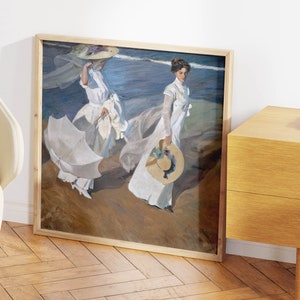 Strolling along the Seashore by Joaquin Sorolla| Wall Decor Art Poster| Framed Art Print| Art Canvas| Wall Art Print