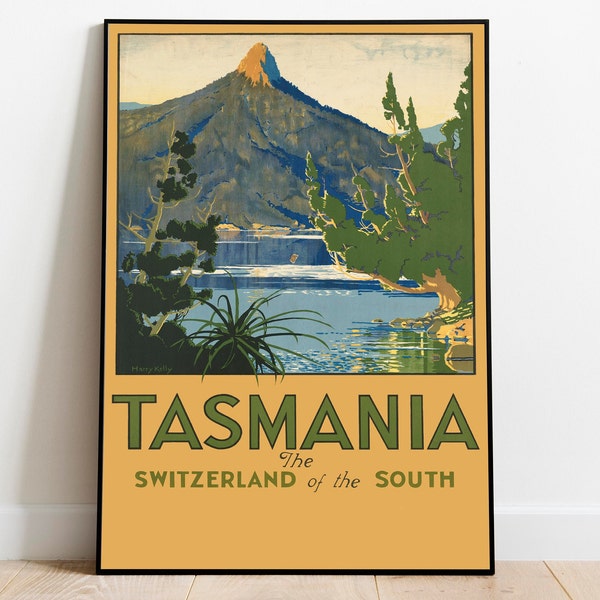 Tasmania Poster Vintage| Framed Art| Tasmania Vintage Travel Poster| Canvas Print Wall Art| Wall Prints| Poster Art| Wall Art Decor