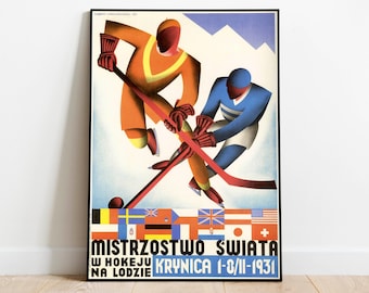 Vintage Ice Hockey Art Print: Retro Sport Poster