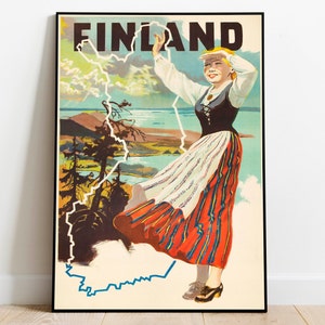 Finland Vintage Travel Poster| Art History| Framed Art Prints| Vintage Wall Art| Poster Print| Wall Prints| Canvas Art| Poster Art