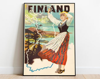 Finland Vintage Travel Poster| Art History| Framed Art Prints| Vintage Wall Art| Poster Print| Wall Prints| Canvas Art| Poster Art