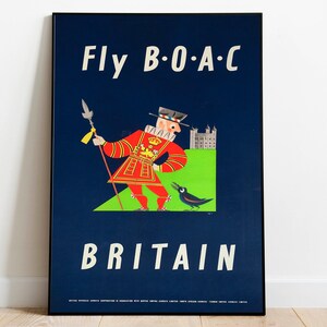 Cartel de viaje de Gran Bretaña / Impresión de viaje vintage / Impresión de arte de pared de Gran Bretaña / Decoración de pared con impresión de lienzo / Impresión enmarcada con percha / Impresión de póster