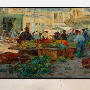 Marketplace by Helen McNicoll | Wall Decor Art Poster| Framed Art Print| Art Canvas| Wall Art Print