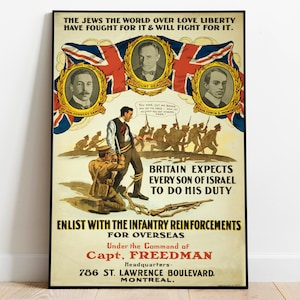 British Jews in WWi| Wall Decor| Propaganda Poster| Jewish| WW1| World War 1 Poster| WWi Print| Poster Vintage| Poster Art| Wall Art
