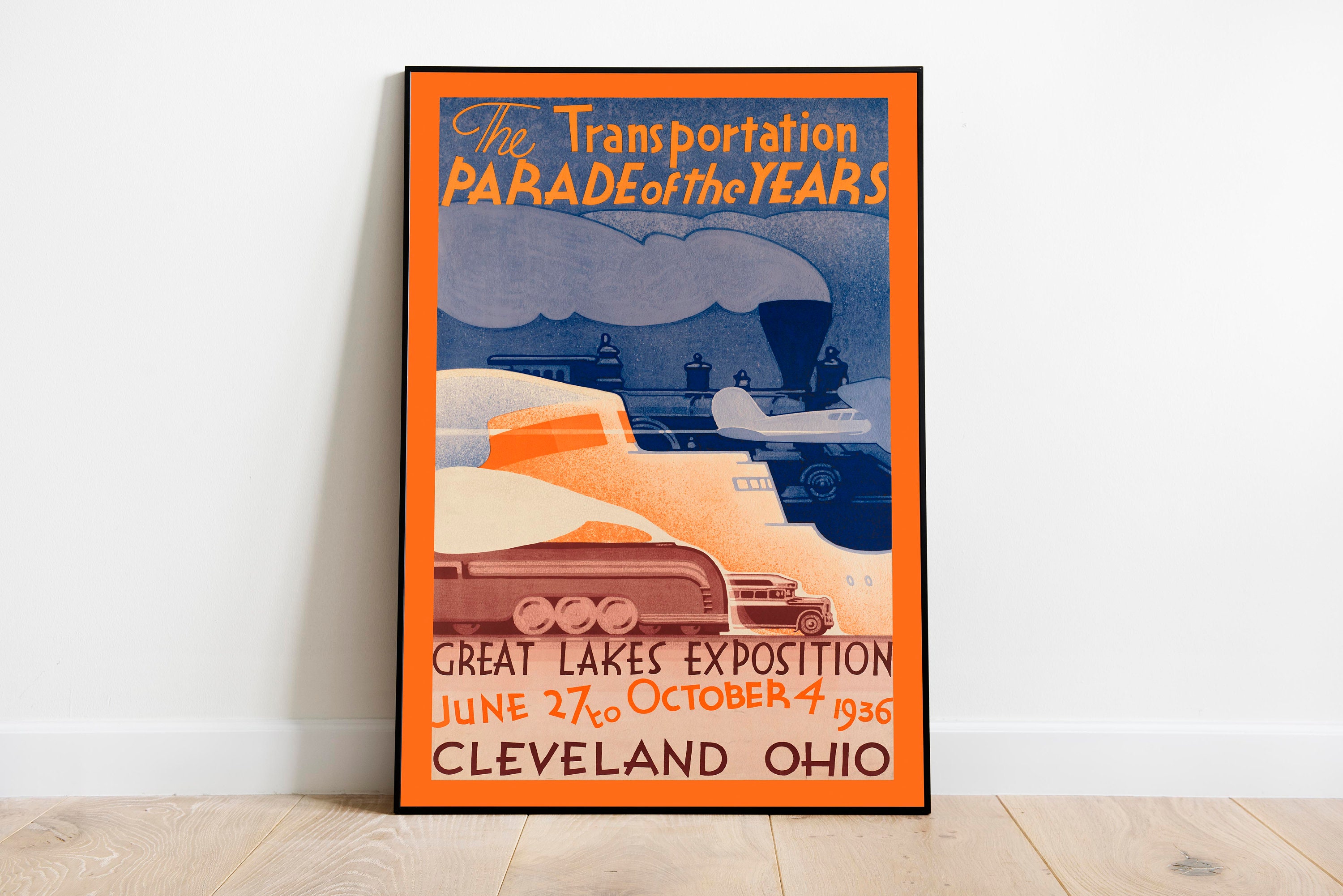 Cleveland Poster Vintage Framed Art Ohio Vintage Travel Etsy