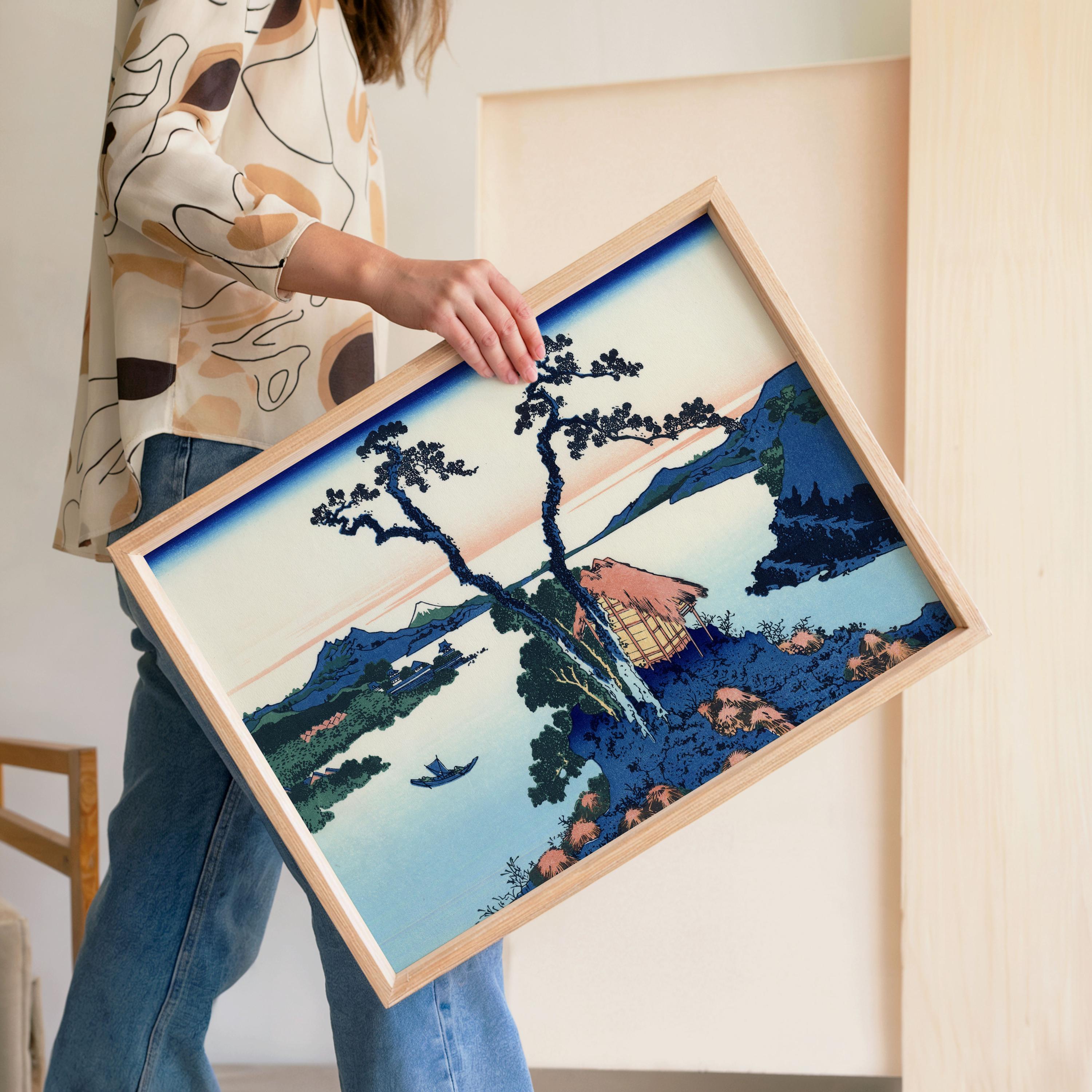 Lake Suwa Hokusai Print: Japanese Vintage Art, Framed Canvas Wall