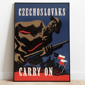 World War 2 Propaganda Poster| Poster Vintage| Canvas Print Wall Art| Framed Art Print| WW2 Wall Prints| Poster Print| Czechoslovakia