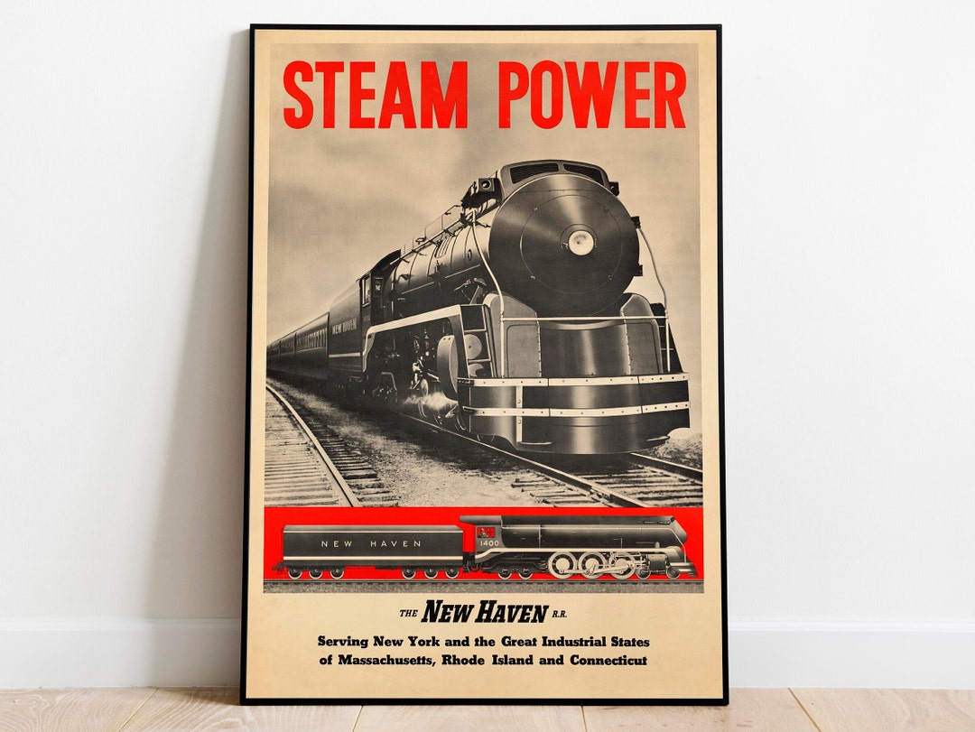 Vintage Train Travel Poster: Steam Power Wall Art Print - Etsy