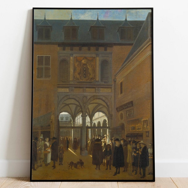 Stock Exchange Amsterdam by Job Andriaensz Berckheyde| Wall Decor Art Poster| Framed Art Print| Art Canvas| Wall Art Print| Poster Print