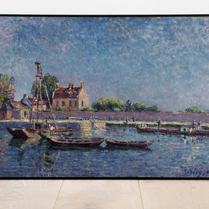 The Lock of Saint Mammes by Alfred Sisley| Wall Decor Art Poster| Framed Art Print| Art Canvas| Wall Art Print| Poster Print