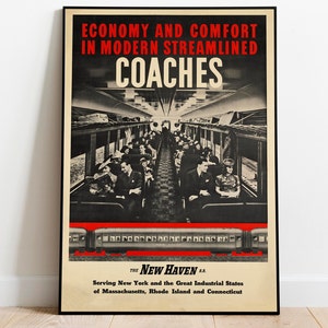 Vintage Zug Reise Werbung Poster Kunst Gerahmt Kunstdruck Wand-Dekor Retro Art Print Einweihungsparty Geschenk Leinwand Wandkunst