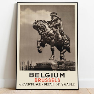 Brussels Poster Vintage| Belgium Vintage Travel Poster| Framed Art| Wall Art Canvas| Poster Art| Wall Art Prints| Poster Print