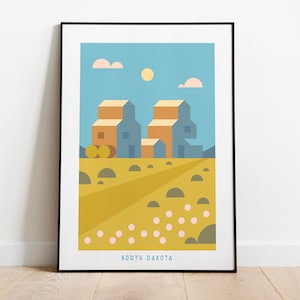 Minimalist North Dakota Travel Poster Print| Art Canvas Wall Decor| Framed Art Print| Print Wall Decor| North Dakota Wall Art