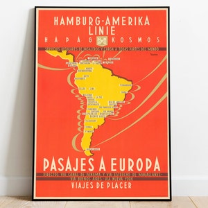Poster di viaggio in Sud America/Stampa di viaggio vintage/Stampa artistica da parete in Sud America/Stampa su tela Decorazione da parete/Stampa incorniciata con gancio/Stampa poster