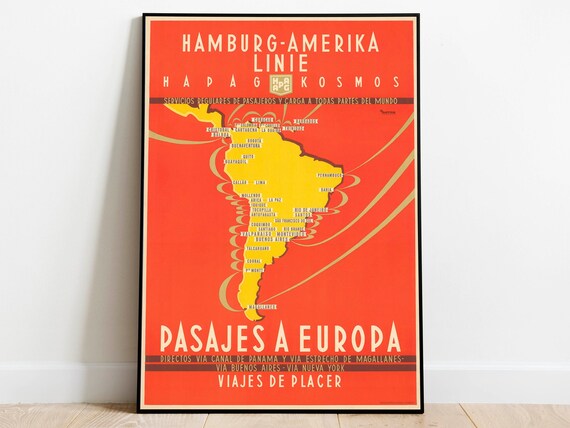 South America Travel Poster: Vintage Style Art Print