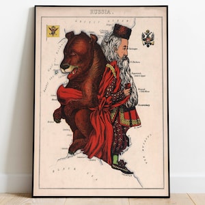 Vintage Karte von Russland Wand Kunstdruck Gerahmte Kunst Alte Karte Poster Leinwand Wandkunst Poster Kunst für Haus Wanddekor