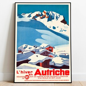 Austria Travel Poster| Vintage Travel Print| Austria Wall Art Print| Canvas Print Wall Decor| Hanger Framed Print| Poster Print