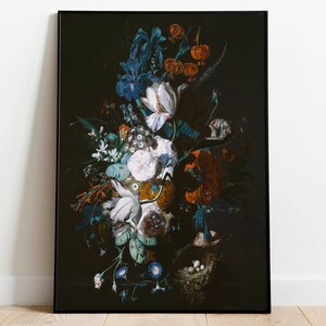 Jarrón con flores de Jan Van Huysum / Cartel de arte de decoración de pared / Impresión de arte enmarcada / Lienzo de arte / Impresión de arte de pared / Impresión de póster / Decoración de pared de arte