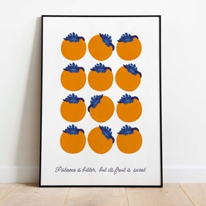 Persimmon Wall Art for Living Room Fruit Wall Art Kitchen Decor Watercolor Art Print Nursery Decor Canvas Painting Wall Decor