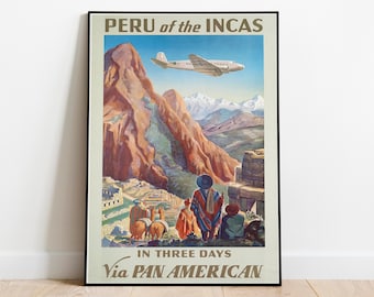 Peru Poster Vintage| Framed Art| Peru Vintage Travel Poster| Canvas Print Wall Art| Wall Prints| Poster Art| Wall Art Decor