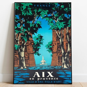Aix en Provence Travel Poster| Vintage Travel Print| France Wall Art Print| Canvas Print Wall Decor| Hanger Framed Print| Poster Print