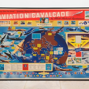 Aviation mur Art impression cadeau pour pilote encadré Art affiche décoration murale toile mur Art vintage carte affiche décoration murale