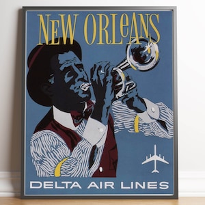 New Orleans-reisposter| Vintage reisprint| Vintage kunst aan de muur afdrukken | Wanddecoratie op canvas| Hanger ingelijste print| Posterafdruk