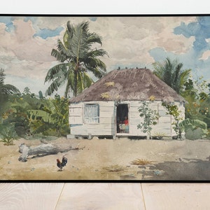 Native Huts, Nassau by Winslow Homer| Wall Decor Art Poster| Framed Art Print| Art Canvas| Wall Art Print| Poster Print