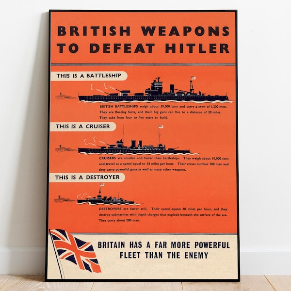 WWII British Navy Propaganda Poster: Vintage Style Art Print