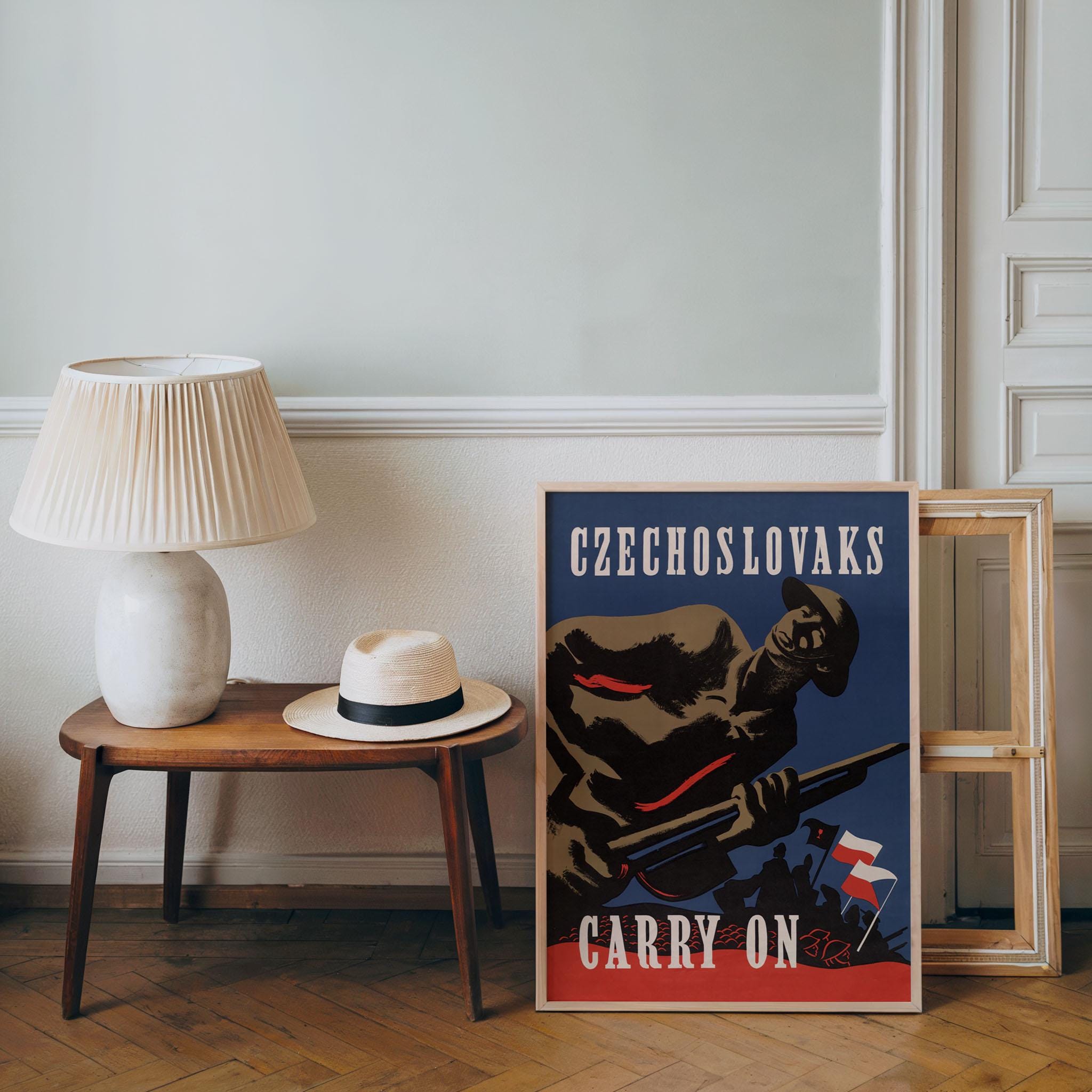 WWII Czechoslovakia Propaganda Poster: Vintage Canvas Art Print - Etsy