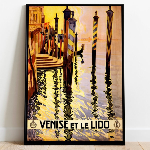 Venice Poster Vintage| Framed Art| Italy Vintage Travel Poster| Canvas Print Wall Art| Wall Prints| Poster Art| Wall Art Decor