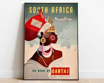 South Africa Travel Poster| Vintage Travel Print| South Africa Wall Art Print| Canvas Print Wall Decor| Hanger Framed Print| Poster Print