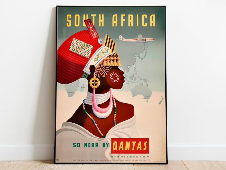 South Africa Travel Poster Vintage Travel Print South Africa Etsy