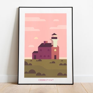 Minimalist Connecticut Travel Poster Print| Art Canvas Wall Decor| Framed Art Print| Print Wall Decor| Connecticut Wall Art