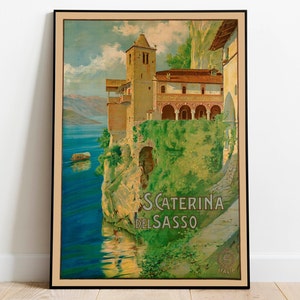 Santa Caterina del Sasso Art Print| Vintage Wall Art Print| Italy Wall Poster| Canvas Print| Hanger Framed| Poster Print| Framed Art Print