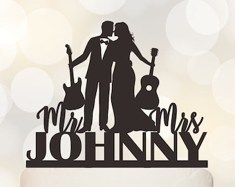 Guitar Wedding Cake Topper, Guitar Player Cake Topper, Electric Guitar Cake Topper, Guitar Theme Decor, Mr And Mrs Cake Topper C378
