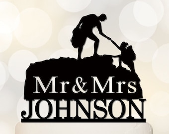 Custom Climbing Cake Topper,Mr And Mrs Wedding Cake Topper, Hiking Cake Topper,Rock Climbing Couple,Outdoor Wedding C240