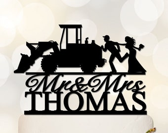 Bulldozer Wedding Cake Topper | Pushdozer Cake Topper | Custom Cake Topper | Bulldozer Theme Party | Funny Cake Topper C357