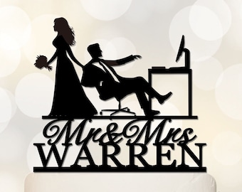 Adorno para tarta de programador informático / Adorno para tarta de boda con programación / Fiesta temática de programador / Adorno para tarta de pareja / Adorno divertido para tarta C351