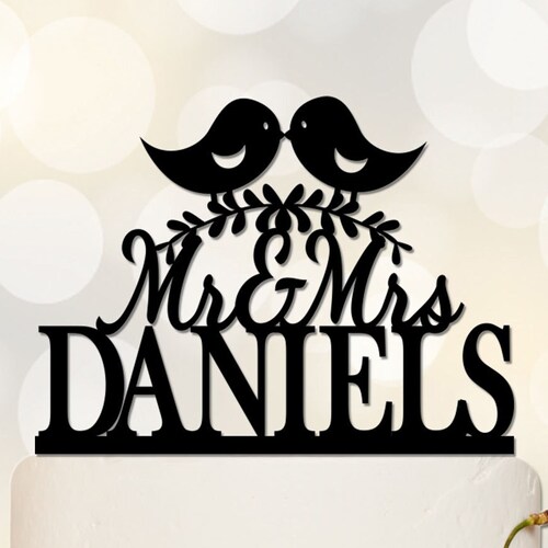 Mr and Mrs Love Bird Cake Topper Custom Love Birds Party Etsy