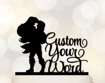 Prinzessin Ariel und Prinz Eric Cake Topper, Benutzerdefinierte Cake Topper, Meerjungfrau Cake Topper, Prinzessin und Prinz Topper, Disney Hochzeit C228