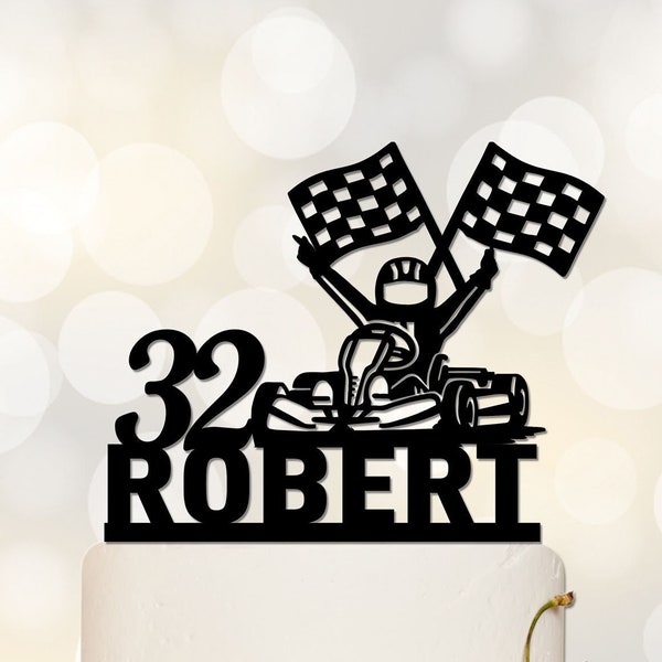 Go Karting Race Cake Topper |  Go Kart Birthday Cake topper | Go Kart Theme Decoration | Race Cake Topper | Custom Cake Topper A071