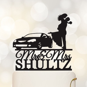 Aacura Rsx Car Wedding Cake Topper | Car Cake Topper | Car Theme Wedding | Personalized Couple Cake Topper | Mr And Mrs Cake Topper C360